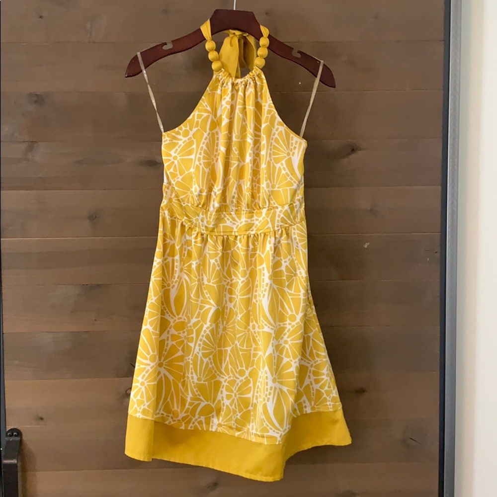 Forever 21 Yellow Large Floral Halter Dress